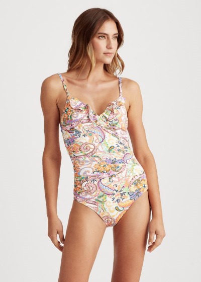 Women's Ralph Lauren Paisley V-Neck One-Piece | 907158SNO